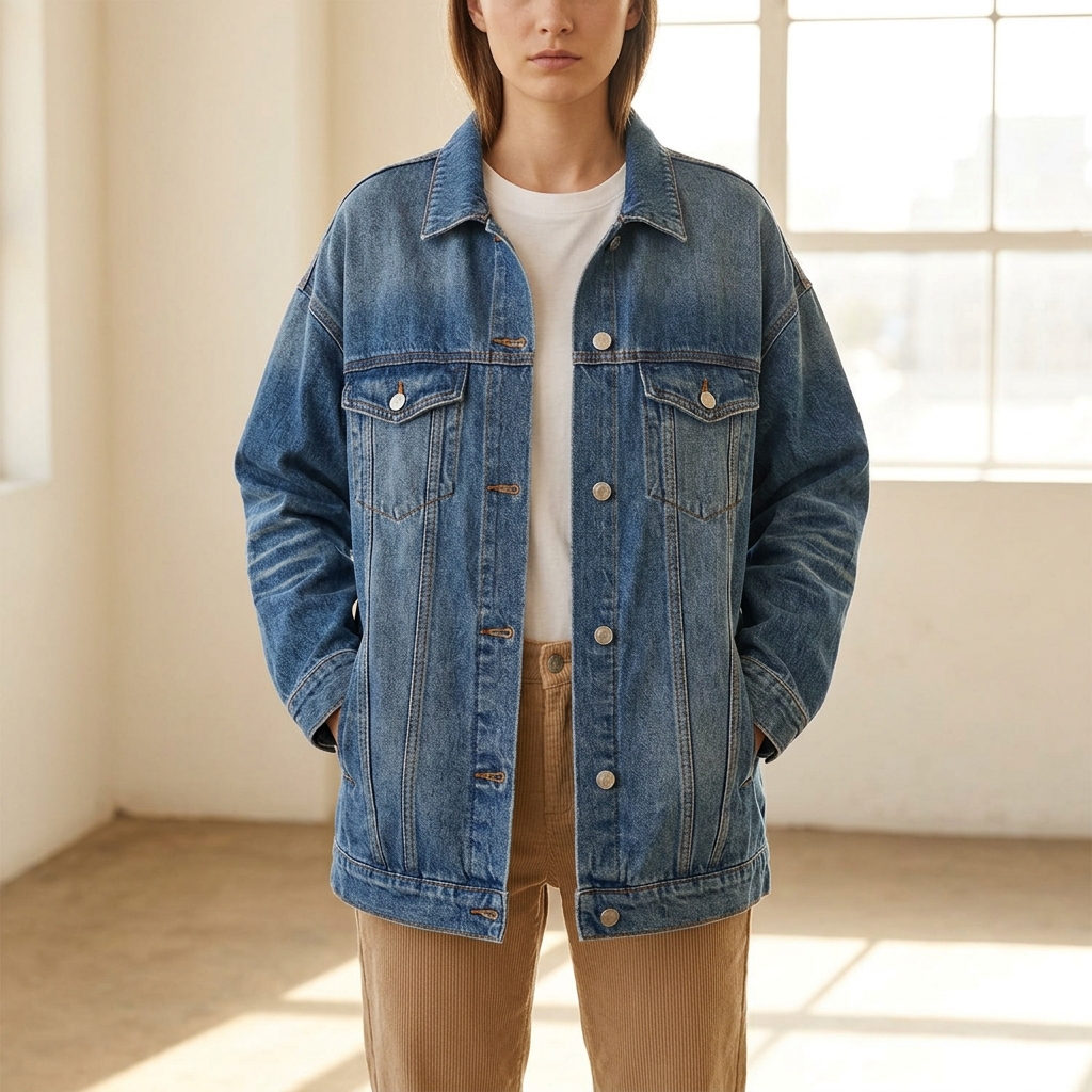 Jaqueta Jeans Oversized Feminina Lavada