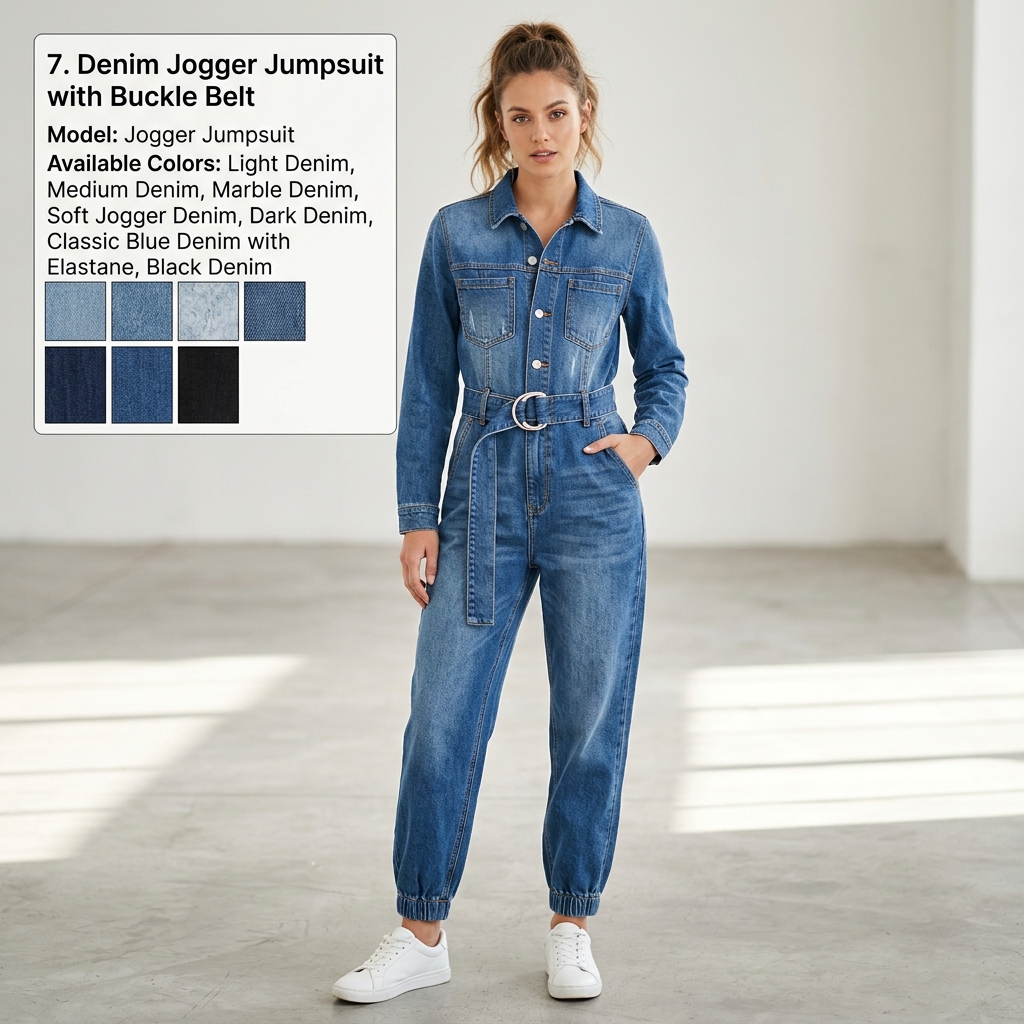 Macacão Jeans Jogger Cinto Fivela