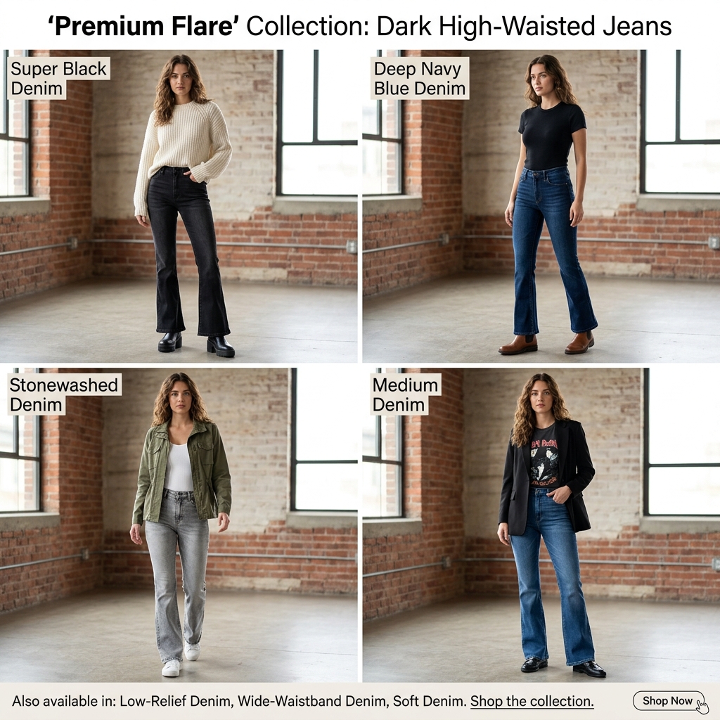 Calça Jeans Flare Cintura Alta Escura