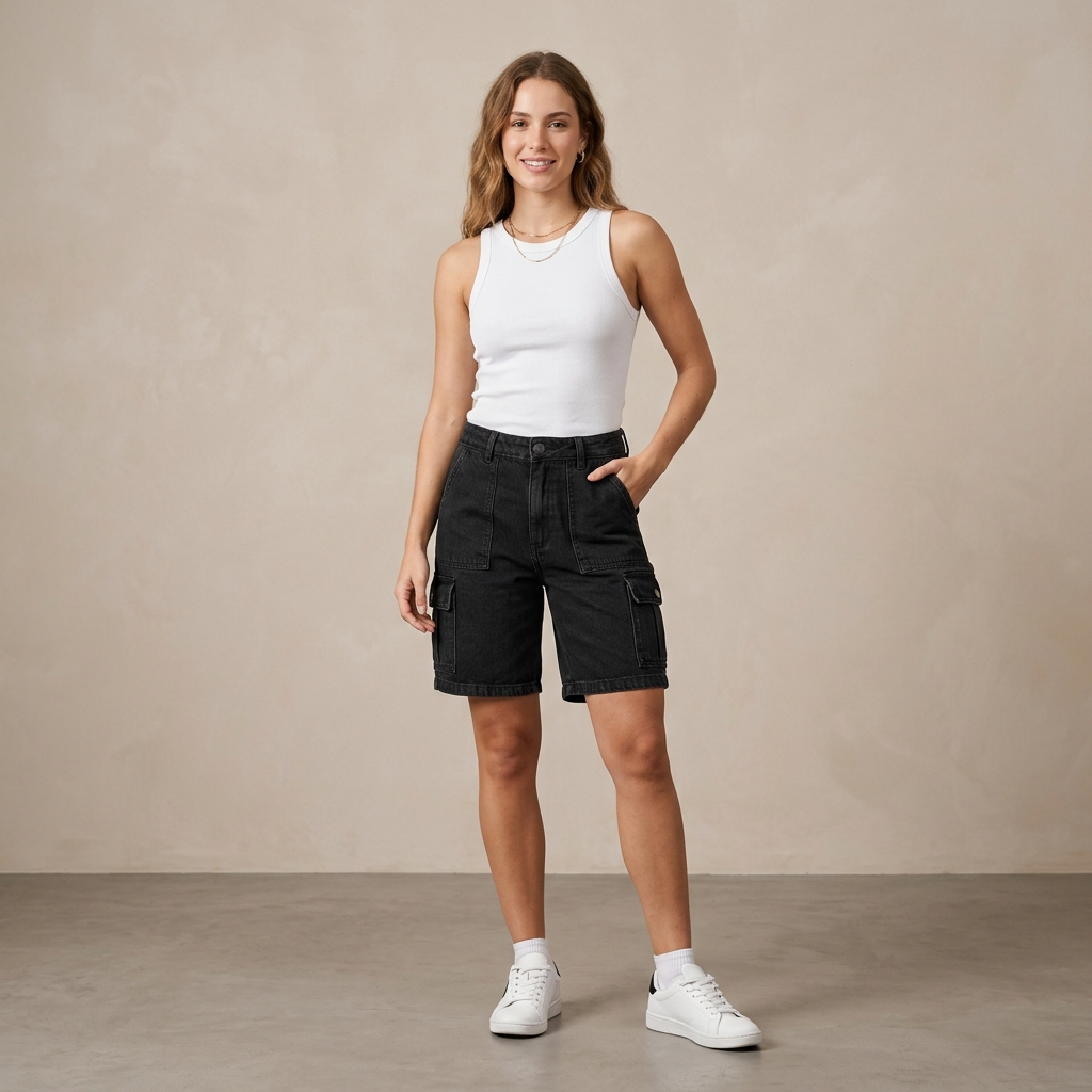 Saia Jeans Midi Evasê com Fenda Frontal