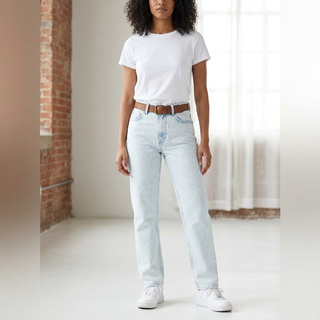 Calça Straight Leg Jeans Retrô Anos 90