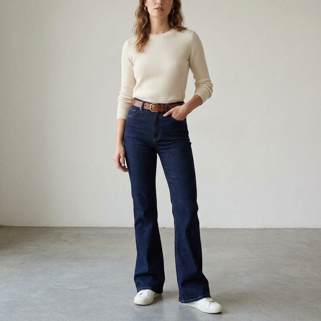 Calça Jeans Flare Cintura Alta Escura
