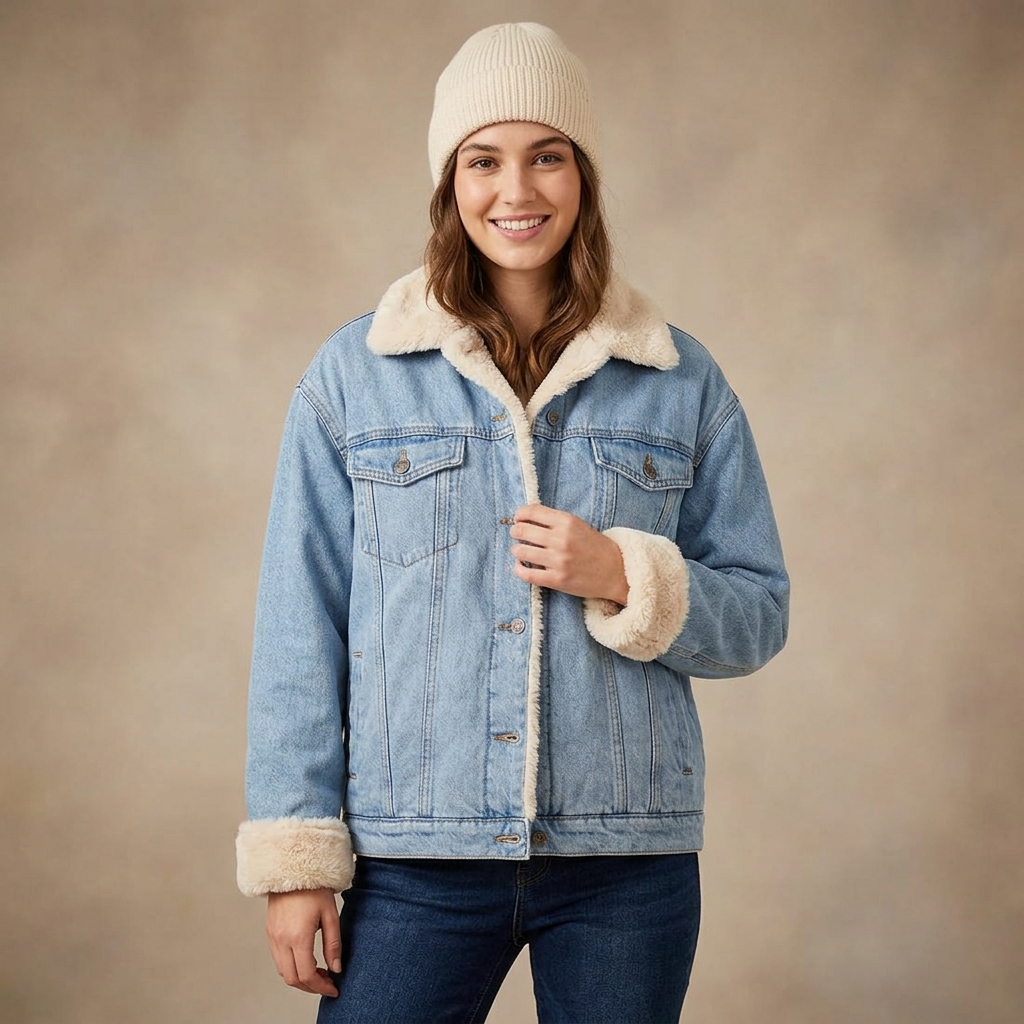 Jaqueta Jeans Forrada com Pelúcia