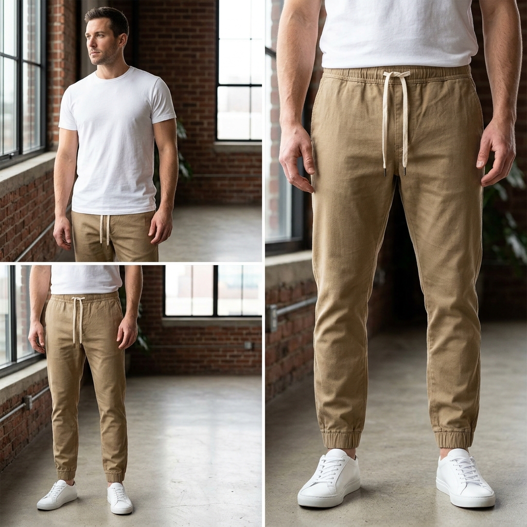 Calça Jogger Sarja Masculina com Cordão