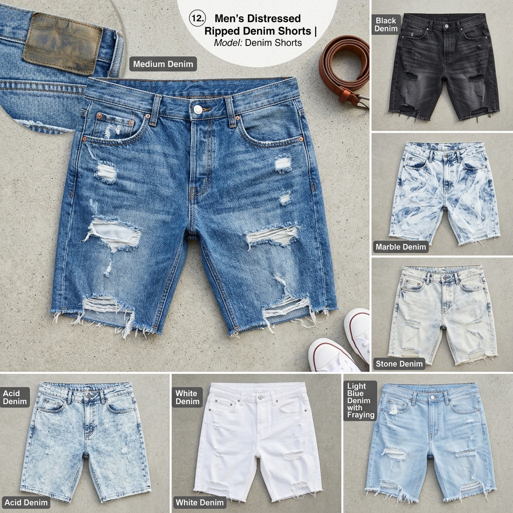 Bermuda Jeans Masculina Destroyed Rasgada