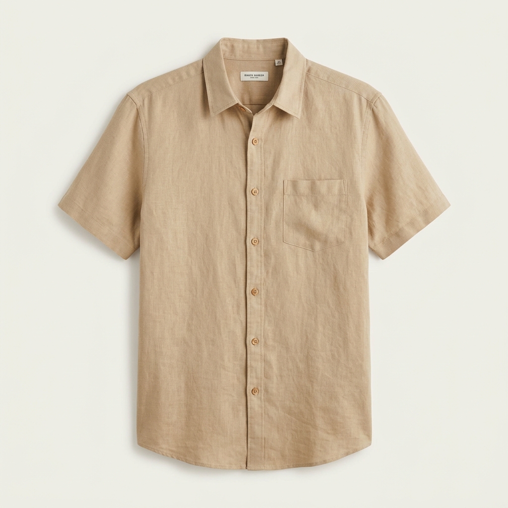 Camisa Linho Masculina Manga Curta Casual