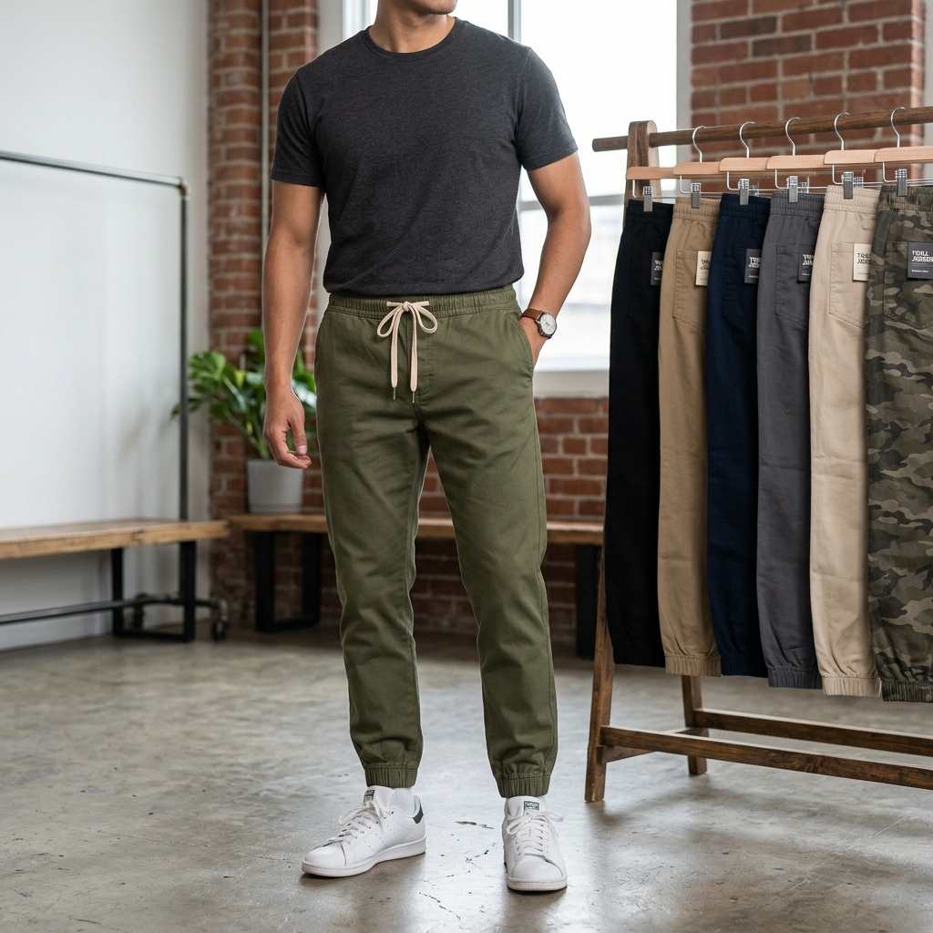 Calça Jogger Sarja Masculina com Cordão