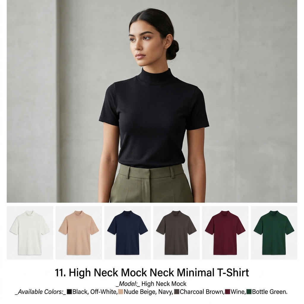 Camiseta Gola Alta Mock Neck Minimal