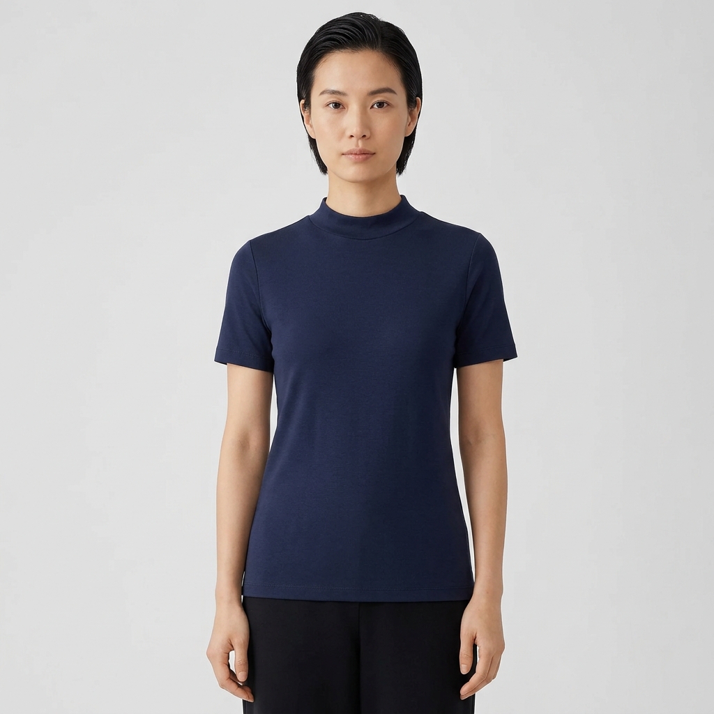 Camiseta Gola Alta Mock Neck Minimal