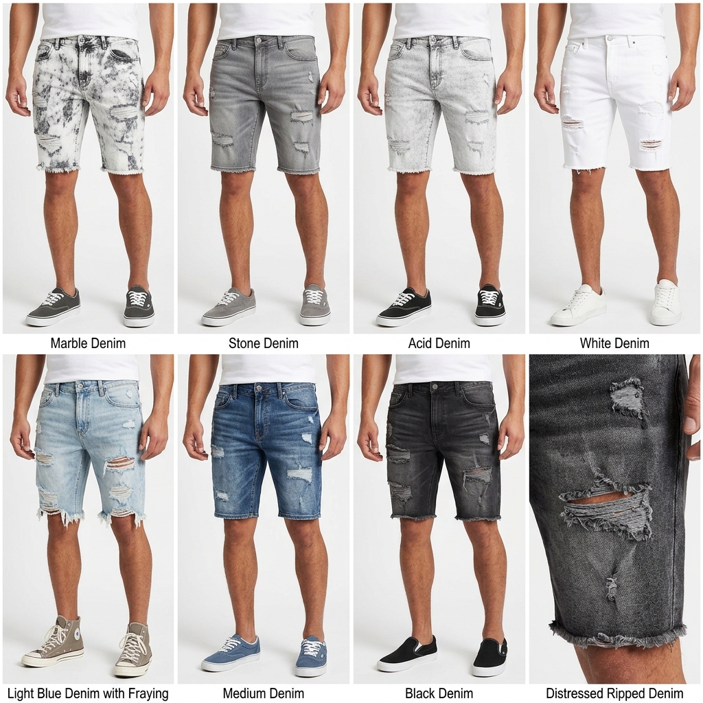 Bermuda Jeans Masculina Destroyed Rasgada